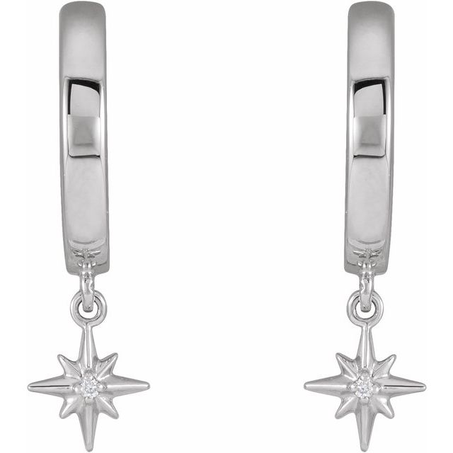 platinum-.0075-ctw-natural-diamond-star-hinged-hoop-earrings