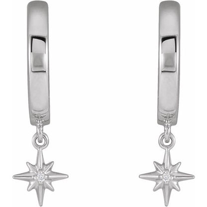 platinum-.0075-ctw-natural-diamond-star-hinged-hoop-earrings