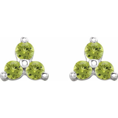 14k-white-gold-natural-peridot-three-stone-earrings