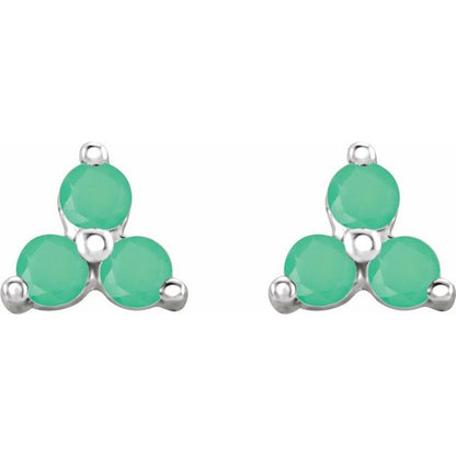 14k-white-gold-natural-chrysoprase-three-stone-earrings