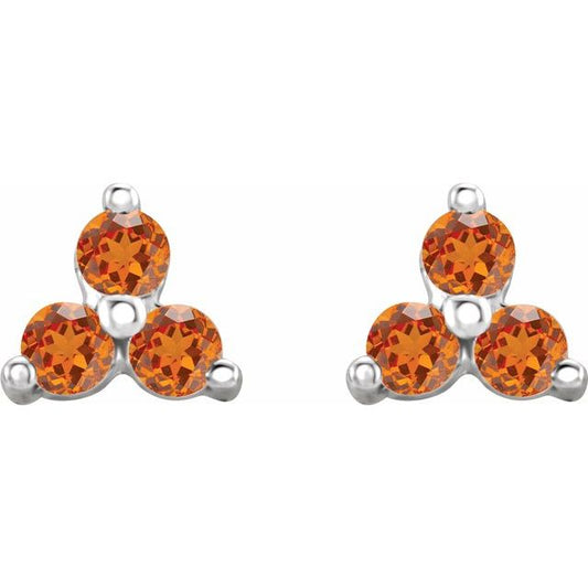 14k-white-gold-natural-orange-garnet-three-stone-earrings