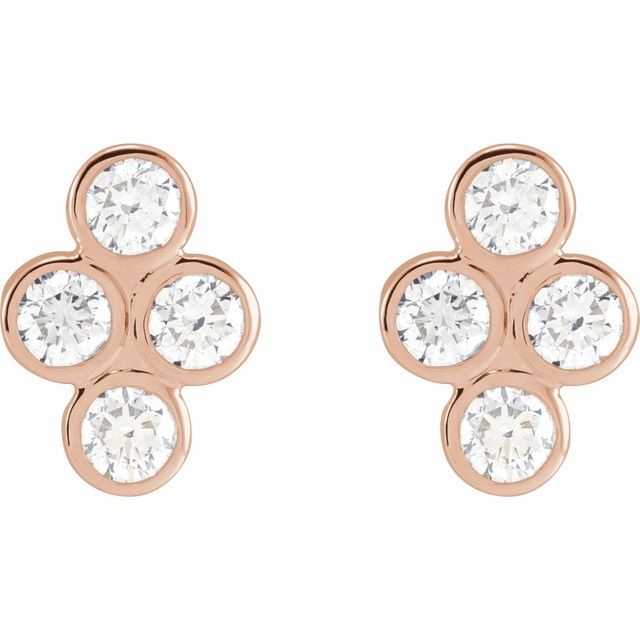 14k-rose-gold-3/4-ctw-natural-diamond-bezel-set-cluster-earrings