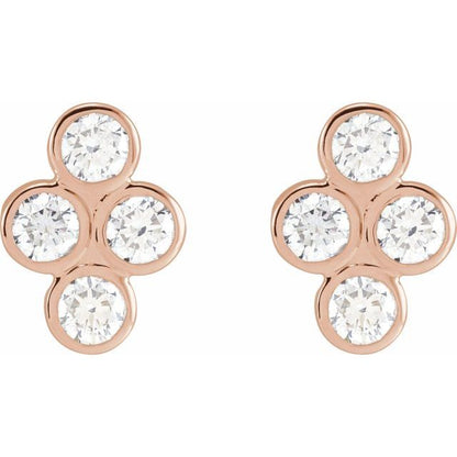 14k-rose-gold-3/4-ctw-natural-diamond-bezel-set-cluster-earrings