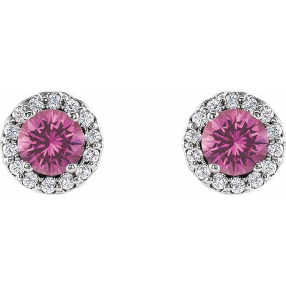 14k-white-gold--natural-pink-sapphire-&-1/10-ctw-natural-diamond-earrings