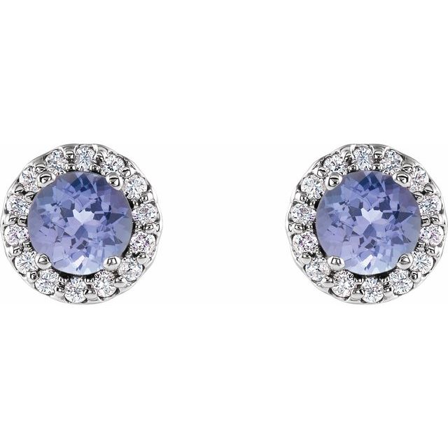 14k-white-gold--natural-tanzanite-&-1/10-ctw-natural-diamond-earrings