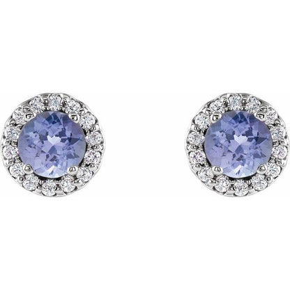 14k-white-gold--natural-tanzanite-&-1/10-ctw-natural-diamond-earrings
