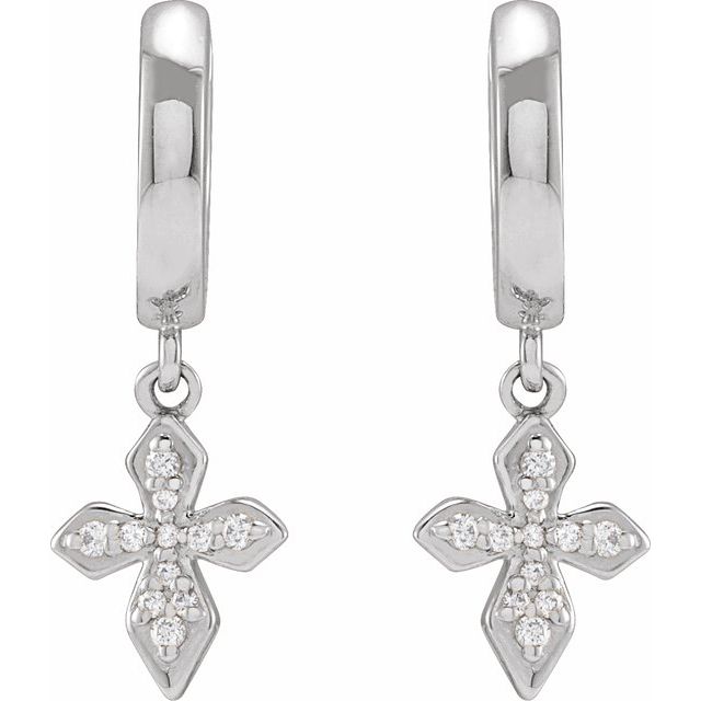 14k-white-gold-1/10-ctw-natural-diamond-cross-hoop-earrings