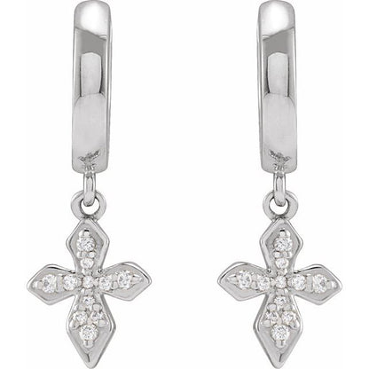 14k-white-gold-1/10-ctw-natural-diamond-cross-hoop-earrings