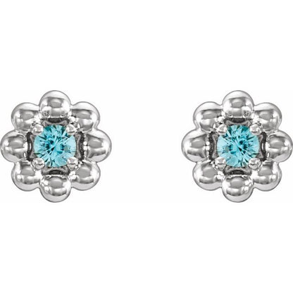 14k-white-gold-natural-blue-zircon-petite-flower-beaded-earrings
