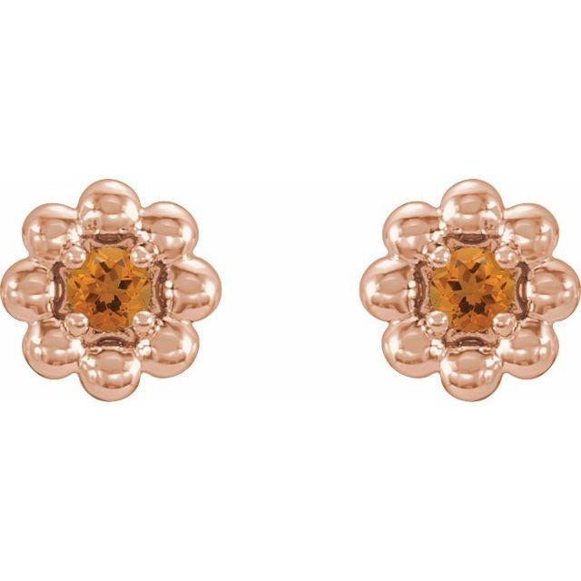 14k-rose-gold-natural-citrine-petite-flower-beaded-earrings
