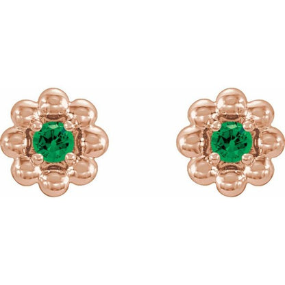 14k-rose-gold-natural-tsavorite-garnet-petite-flower-beaded-earrings