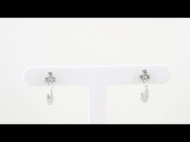 platinum-natural-blue-zircon-&-1/4-ctw-natural-diamond-j-hoop-earrings
