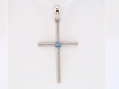 14k-white-gold-natural-swiss-blue-topaz-cross-pendant