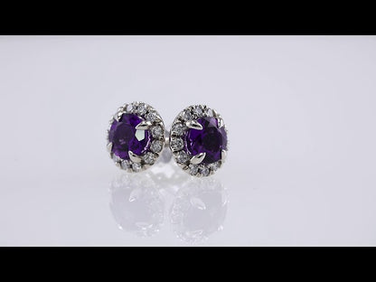 14k-white-gold--natural-amethyst-&-1/5-ctw-natural-diamond-halo-style-earrings